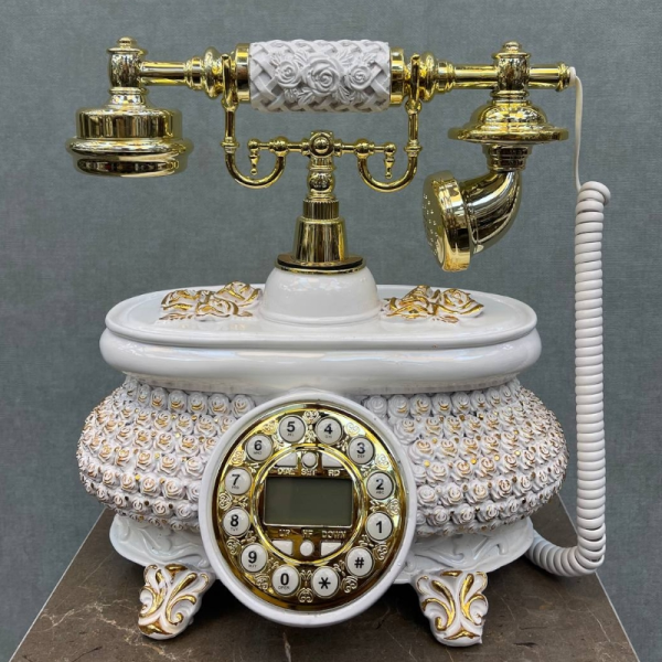 تلفن رومیزی سلطنتی میرون مدل 155، تلفن رومیزی سلطنتی با ترکیب رنگ سفید طلایی، دارای شناسه تماس گیرنده