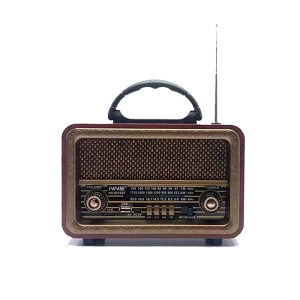 رادیو شارژی کلاسیک، رادیو شارژی قابل حمل با قابلیت های فوق العاده، رنگ قهوه ای تیره، مدل 8070
