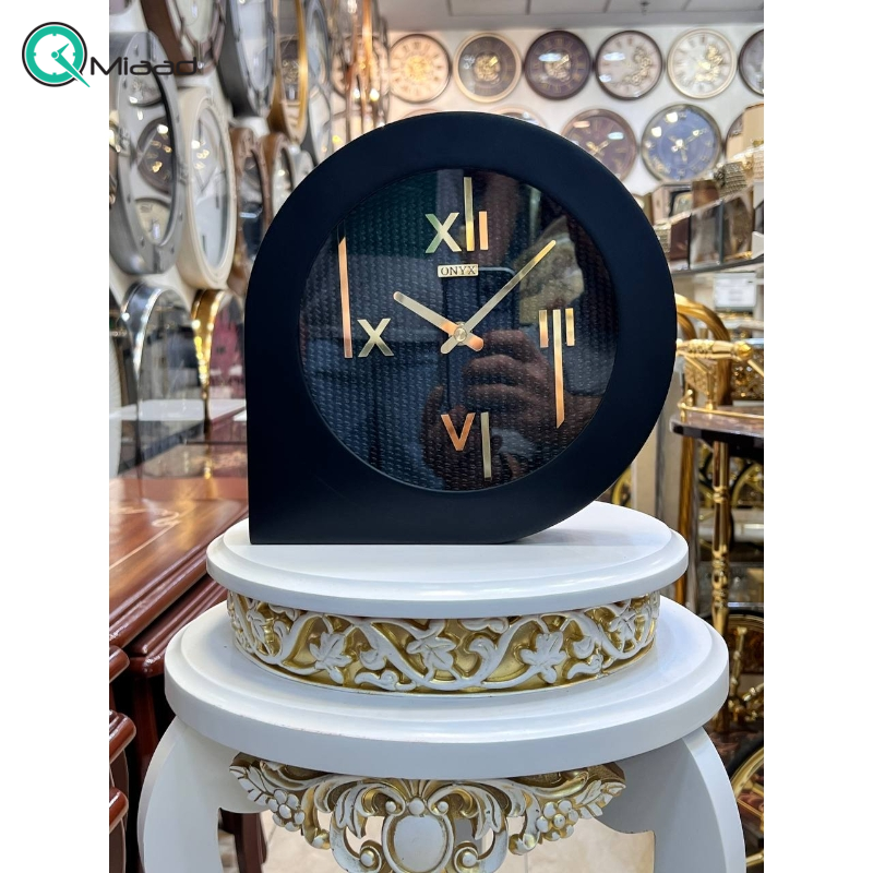 ساعت رومیزی اونیکس مدل BT 325، ساعت رومیزی چوبی متفاوت با متریال صفحه فوم، طرح چرم و اعداد مولتی، صفحه مشکی خرید ساعت رومیزی