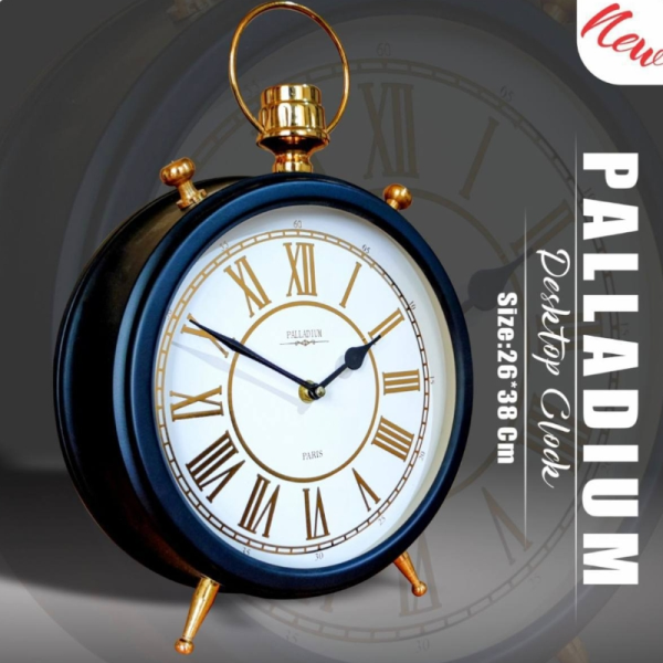 ساعت رومیزی فلزی پالادیوم مدل 101، ساعت رومیزی آبکاری شده با کیفیت عالی در طرح و رنگ متفاوت، طراحی مدرن و چشمگیر، رنگ مشکی سفید