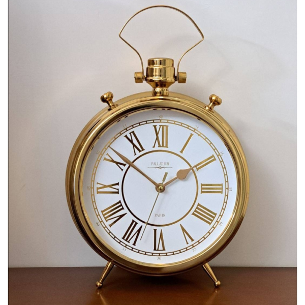 ساعت رومیزی فلزی پالادیوم مدل 101، ساعت رومیزی آبکاری شده با کیفیت عالی در طرح و رنگ متفاوت، طراحی مدرن و چشمگیر، رنگ طلایی سفید