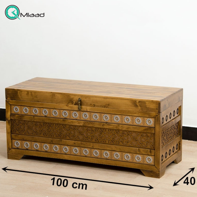 صندوق چوبی مدل SD03019، صندوق سبد دار مدل لوتوس نقره ای، رویه صاف صنایع چوبی