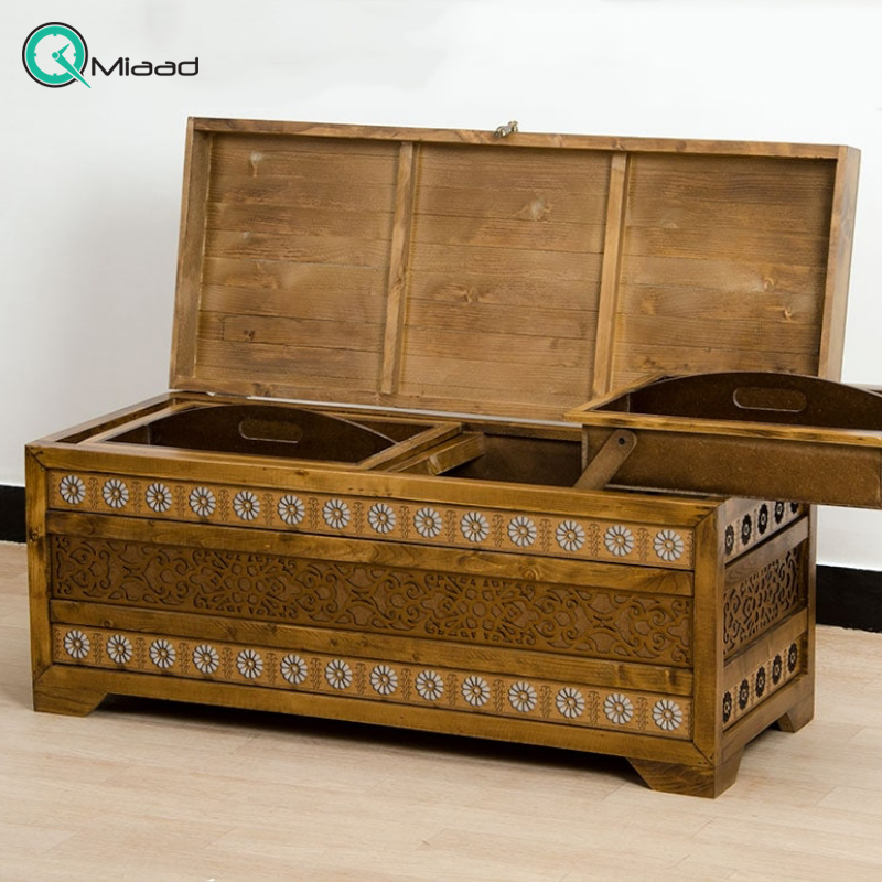 صندوق چوبی مدل SD03019، صندوق سبد دار مدل لوتوس نقره ای، رویه صاف جهیزیه