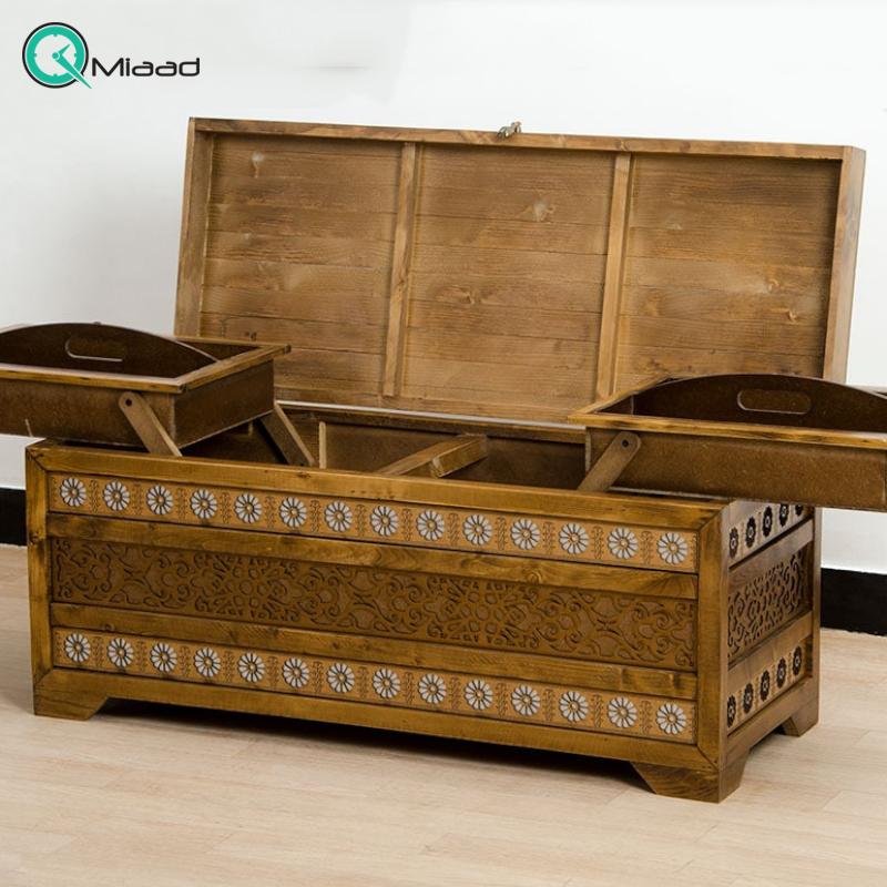 صندوق چوبی مدل SD03019، صندوق سبد دار مدل لوتوس نقره ای، رویه صاف