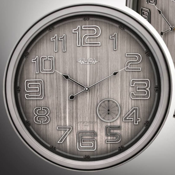 ساعت دیواری پرادا مدل 6030، ساعت دیواری سایز 63 پلاستیکی طرح کلاسیک با شماره چوبی و متریال چوب 6 میل، دارای موتور ثانیه شمار مستقل