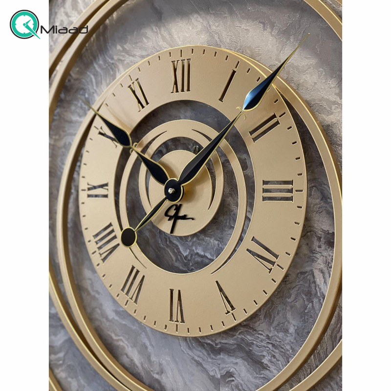 ساعت دیواری مدرن SF_140، ساعت دیواری حلقه با متریال استیل، موتور روانگرد و بی صدا، رنگ ثابت، دو سال ضمانت، رنگ طلایی