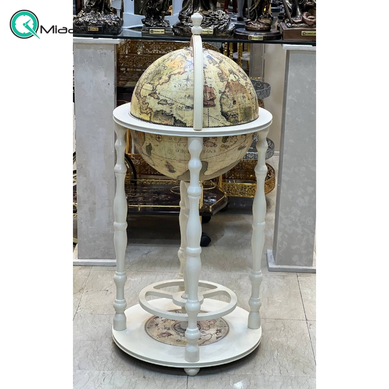 تلفن پایه دار چوبی شوبرت مدل 4531، تلفن کلاسیک و ایستاده، ست میز و تلفن کلاسیک مدل کره، با شماره گیر چرخشی، وضوح صدای عالی، رنگ سفید تلفن دکوری