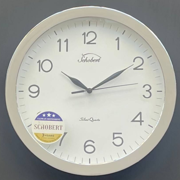 ساعت دیواری فلزی شوبرت مدل 5166، ساعت دیواری مدرن و فلزی جدید شوبرت، دارای طراحی ظریف و زیبا، سایز 30، موتور آرامگرد و موتور ثانیه شمار مستقل، رنگ کرم سفید