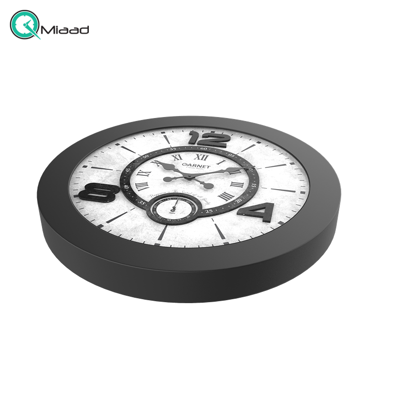 ساعت دیواری شوبرت مدل 5225 گارنت، ساعت دیواری سایز 60 طرح چوبی فریم پلاستیکی با قیمت اقتصادی، دارای 2 موتور روانگرد و بدون صدا، رنگ مشکی ساعت دیواری چوبی