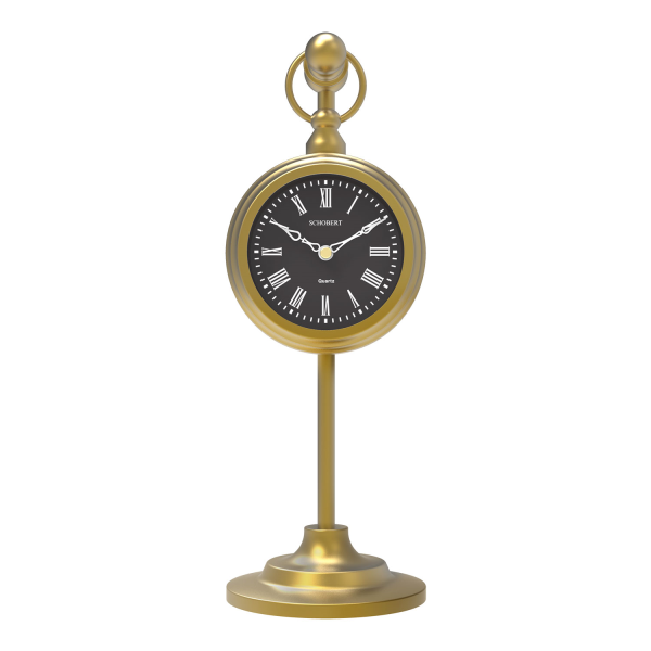 ساعت رومیزی شوبرت کد 6010GB، ساعت رومیزی جدید از جنس فلز رنگ استاتیک با موتور آرامگرد مناسب میز کار و میز کنسول، رنگ طلایی صفحه مشکی