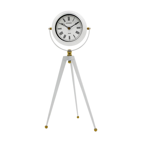ساعت رومیزی شوبرت، ساعت رومیزی جدید با پایه های طرح تلسکوپی، مناسب میز کار و میز کنسول، رنگ سفید کد 6012