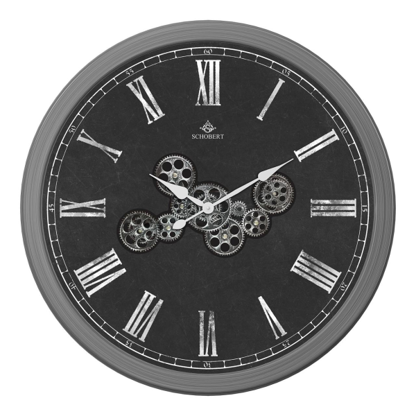 ساعت دیواری شوبرت مدل 6783، ساعت دیواری شکیل و بسیار خاص با فریم و صفحه چوبی، دارای چرخ دنده های فعال، سایز 70، فونت رومی