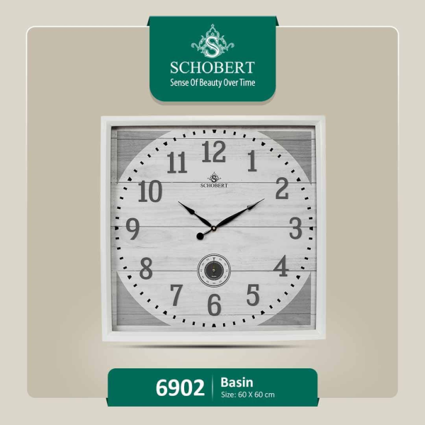 ساعت دیواری شوبرت، ساعت دیواری چوبی طرح جدید، قطر 60 سانتیمتر، اعداد برجسته، با موتور ثانیه شمار مستقل و موتور آرامگرد تایوانی، مدل 6902