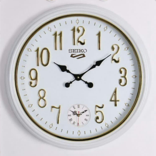 ساعت دیواری سیکو S، ساعت دیواری دو زمانه با تنوع رنگی، دارای موتور روانگرد، سایز 55، رنگ سفید