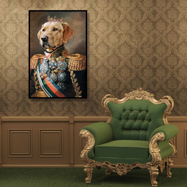 تابلو دکوراتیو شاین، جدیدترین مدل تابلو با بالاترین کیفیت چاپ، متریال پی وی سی قاب، تابلو زیبا و جذاب، تابلو هنری با کیفیت فوق العاده و قابل شستشو طرح سگ پادشاه، کد I