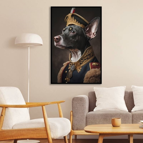 تابلو دکوراتیو شاین، جدیدترین مدل تابلو با بالاترین کیفیت چاپ، متریال پی وی سی قاب، تابلو زیبا و جذاب، تابلو هنری با کیفیت فوق العاده و قابل شستشو طرح سگ سلطنتی کد C