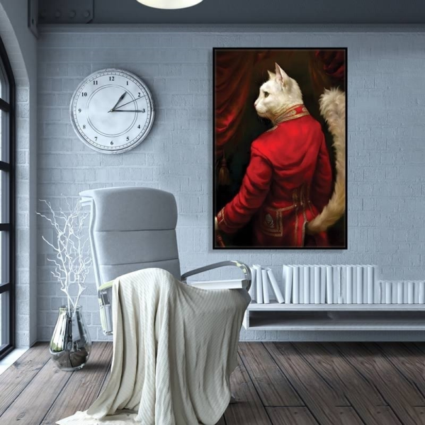 تابلو دکوراتیو شاین، جدیدترین مدل تابلو با بالاترین کیفیت چاپ، متریال پی وی سی قاب، تابلو سه تیکه زیبا و جذاب، تابلو هنری با کیفیت فوق العاده و قابل شستشو طرح گربه سلطنتی کد B