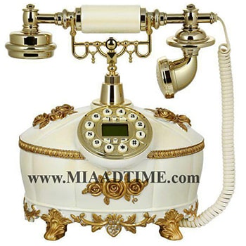 تلفن رومیزی سلطنتی آرنوس کرم طلایی مدل 037