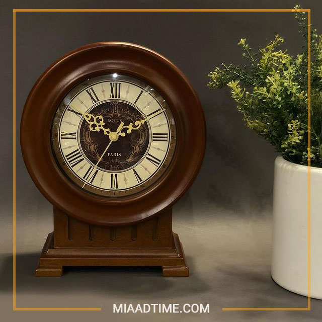 ساعت رومیزی چوبی لوتوس مدل 5513 قهوه ای قیمت ساعت رومیزی