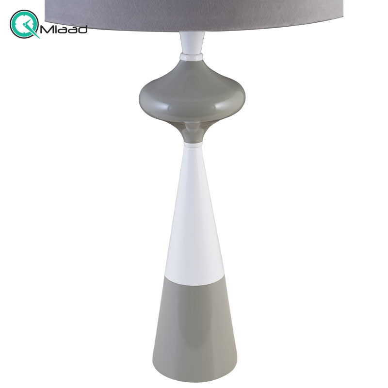 آباژور رومیزی لوتوس، چراغ خواب چوبی فلزی لاکچری و زیبا مدل 80804، آباژور مناسب اتاق خواب | رنگ طوسی قیت آباژور