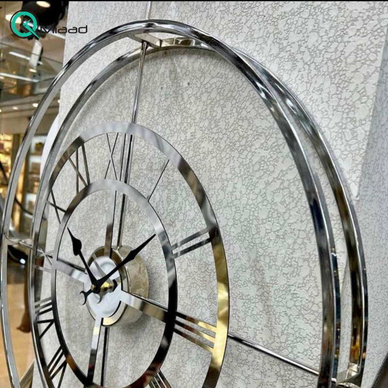 ساعت دیواری تسو مدل 1005، ساعت دیواری مدرن و ساده فلزی قطر 70 سانت با موتور آرامگرد، رنگ نقره ای با آبکاری فورتیک قیمت ساعت دیواری