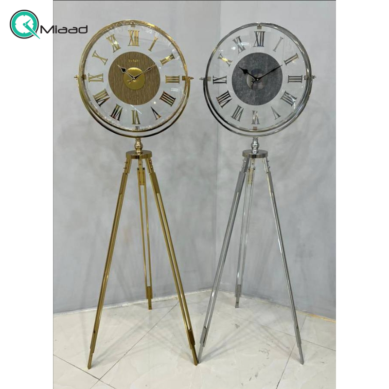 ساعت ایستاده تسو مدل 1007، ساعت سالنی تمام فلزی با آبکاری فورتیک، دارای سه پایه مخصوص، موتور آرامگرد تایوانی و دارای دو رنگ، رنگ طلایی  ساعت ایستاده آرتمیس