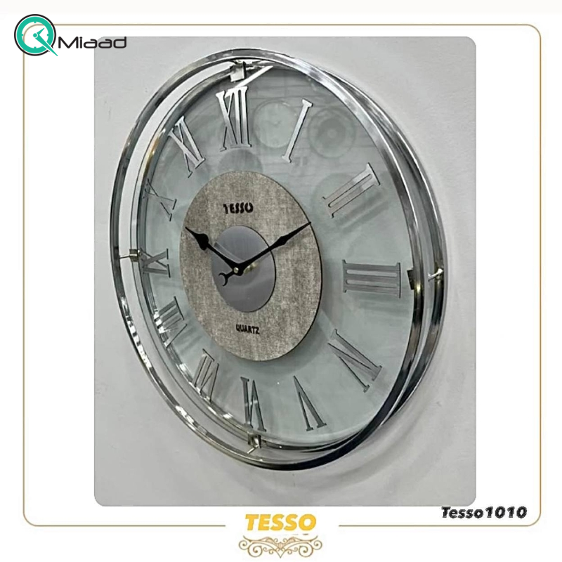 ساعت دیواری تسو مدل 1010، ساعت دیواری مدرن و ساده قطر 50 سانت با موتور آرامگرد، متریال فلز بدنه با آبکاری فورتیک، رنگ نقره ای قیمت ساعت دیواری