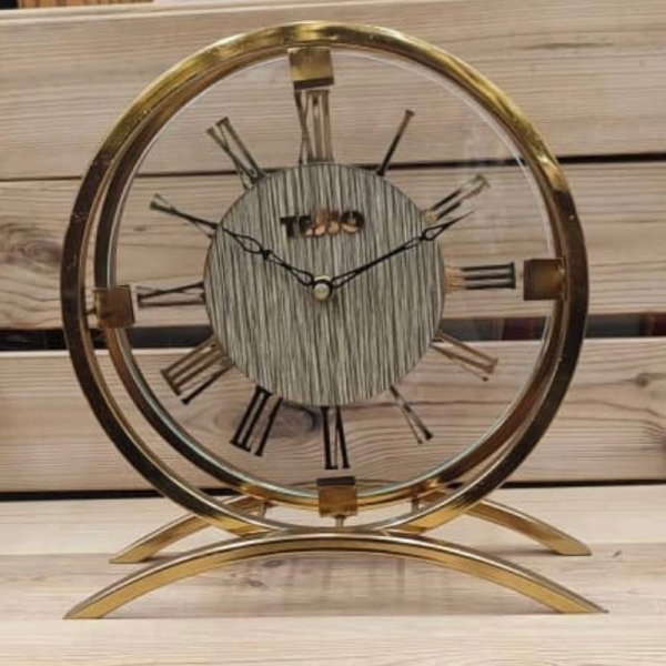 ساعت رومیزی تسو مدل 1012، ساعت رومیزی لوکس با متریال فلز، با تنوع رنگ بندی، آبکاری فورتیک رنگ طلایی