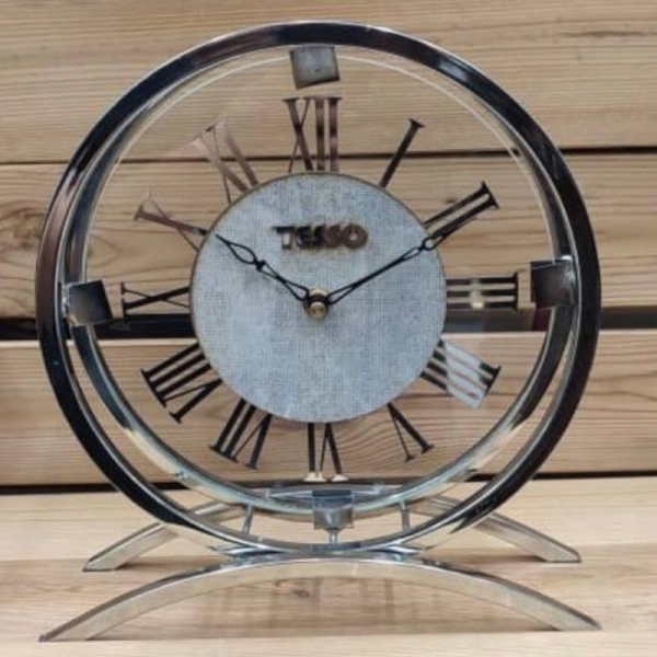 ساعت رومیزی تسو مدل 1012، ساعت رومیزی لوکس با متریال فلز، با تنوع رنگ بندی، آبکاری فورتیک رنگ نقره ای