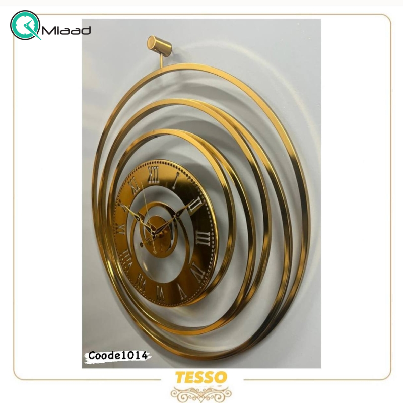 ساعت دیواری تسو مدل 1014، ساعت دیواری مدرن و ساده قطر 60 سانت با موتور آرامگرد، متریال فلز و چوب بدنه قیمت ساعت دیواری