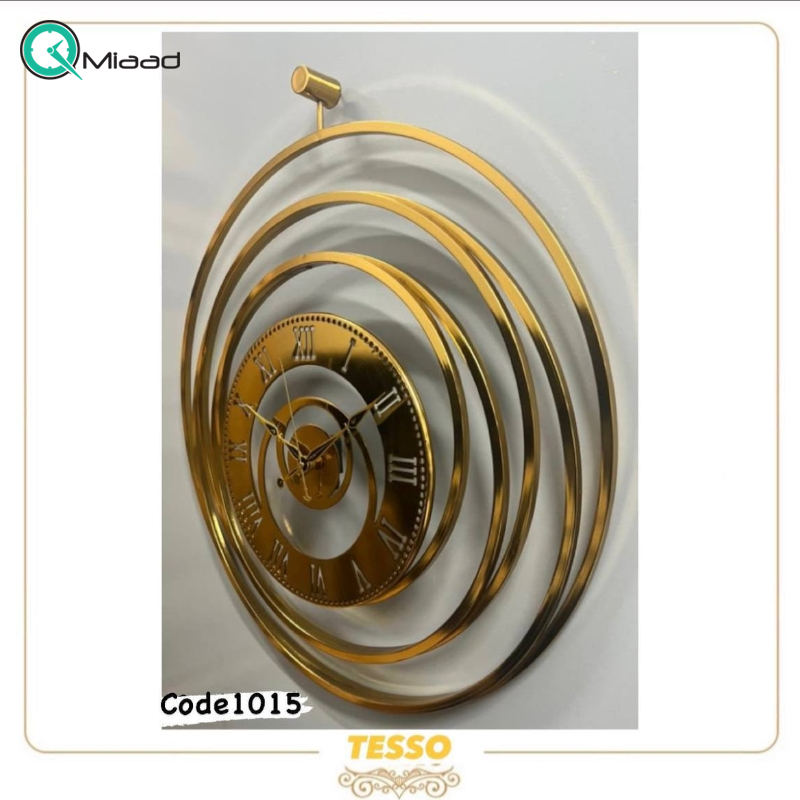 ساعت دیواری تسو مدل 1015، ساعت دیواری مدرن و ساده قطر 60 سانت با موتور آرامگرد، متریال فلز و چوب بدنه قیمت ساعت دیواری