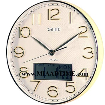 ساعت دیواری تقویم دار والتر طلایی مدل 087-1