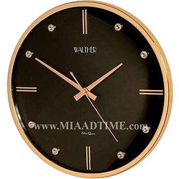 ساعت دیواری والتر طلایی صفحه مشکی مدل 266-1A