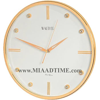 ساعت دیواری والتر طلایی صفحه سفید مدل 266-1B