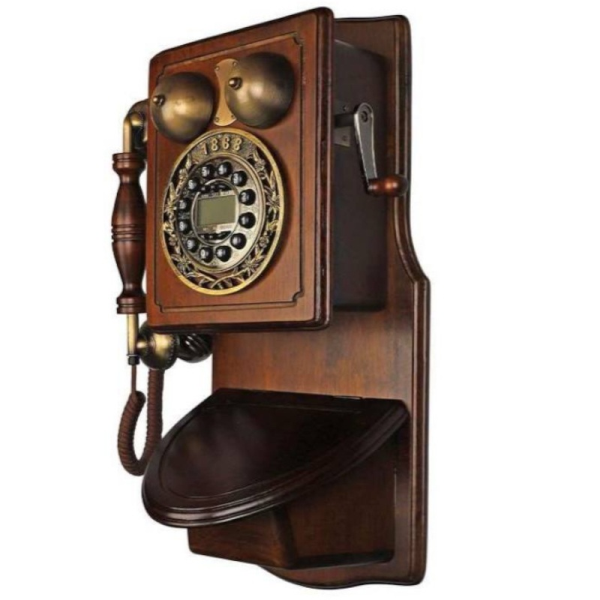تلفن دیواری چوبی والتر مدل 1868‌B، تلفن بی‌نظیر با شماره گیر دکمه ای و مخصوص اتصال به دیوار، تلفن سنتی و خاص و نوستالژی، وسیله کلیدی برای تزیین دکور منزل، دارای کالر آیدی