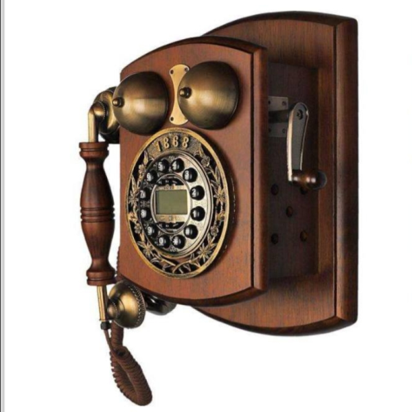 تلفن دیواری چوبی والتر مدل 1868‌s، تلفن بی‌نظیر با شماره گیر دکمه ای و مخصوص اتصال به دیوار، تلفن سنتی و خاص و نوستالژی، وسیله کلیدی برای تزیین دکور منزل، دارای کالر آیدی