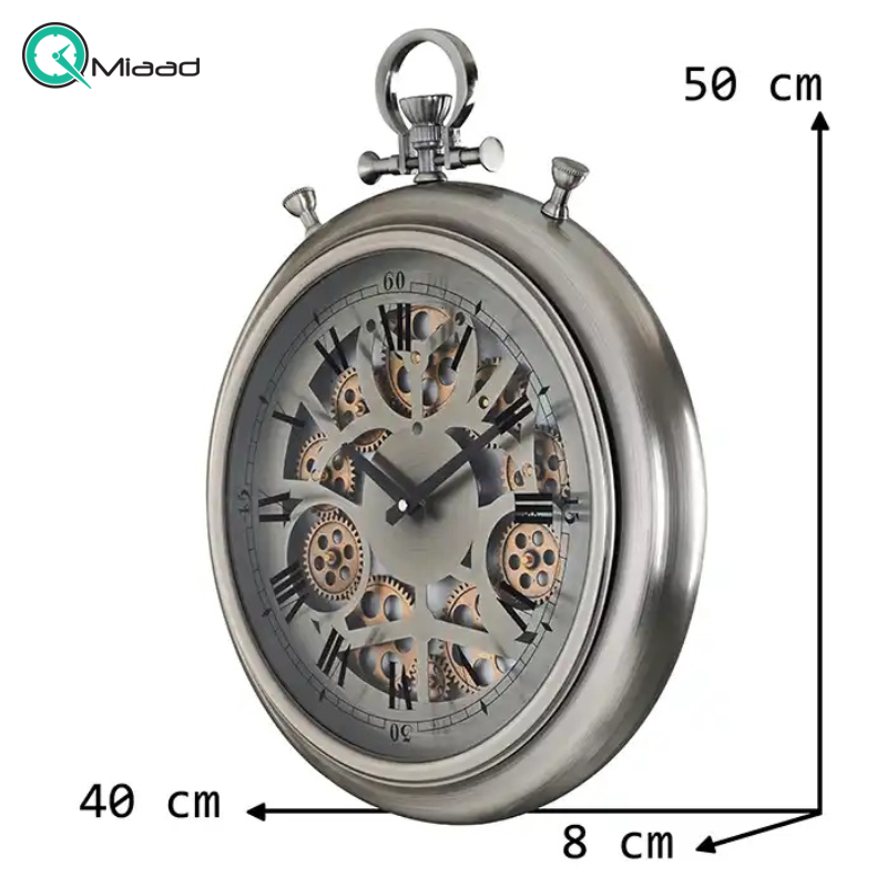 ساعت دیواری والتر Walther کد 5110| ساعت دیواری چرخ دنده دار با موتور آرامگرد، طراحی خلاقانه، فلز در متریال ساعت