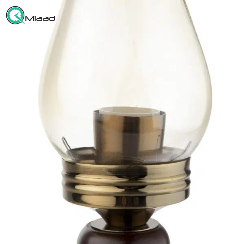 آباژور و چراغ خواب والتر مدل BT11001، آباژور با متریال چوب و فلز فوق العاده و حباب شیشه ای با کیفیت، طرح زیبا شید با جنس شید  خرید آباژور کلاسیک و شیک