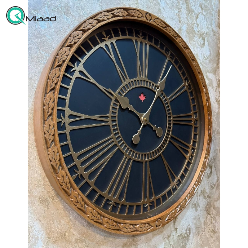 ساعت دیواری وودسان، ساعت دیواری ساخته شده با چوب طبیعی روس سبک کلاسیک، مدل کانادا، در دو سایز، رنگ قهوه ای سایز 80