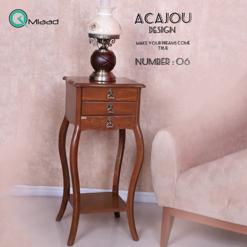 میز تلفن چوبی آکاژو کد 06، میز کنار مبلی با طراحی ساده و کلاسیک، دارای دو کشو و دو فضا برای نگه داری وسایل دکوری  فروش اینترنتی میز تلفن