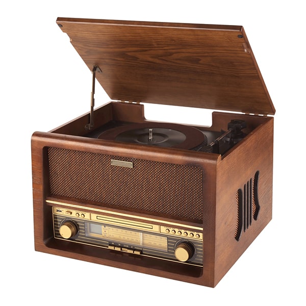 رادیو گرامافون رومیزی آنتیک، دستگاه پخش CD، mp3، AUX،  فلش، گرامافون، رادیو با ظاهر شیک و نوستالژی با قابلیت Rip (تبدیل موزیک به MP3)، رادیو کلاسیک چوبی | کد 5030