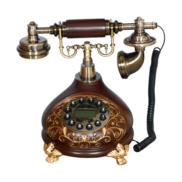 تلفن رومیزی آرنوس ، تلفن رومیزی و سلطنتی با ظاهری شکیل،  شماره گیر دکمه ای، دارای کالر آیدی، ترکیب رنگ قهوه ای و طلایی،کد 027