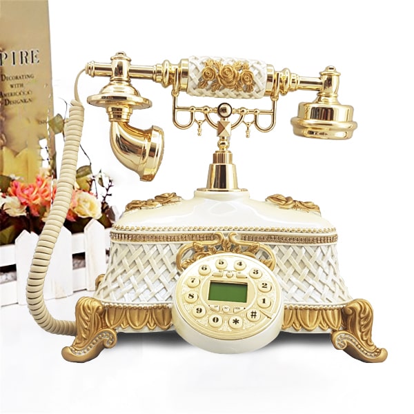 تلفن سلطنتی رومیزی آرنوس مدل 032 کرم طلایی