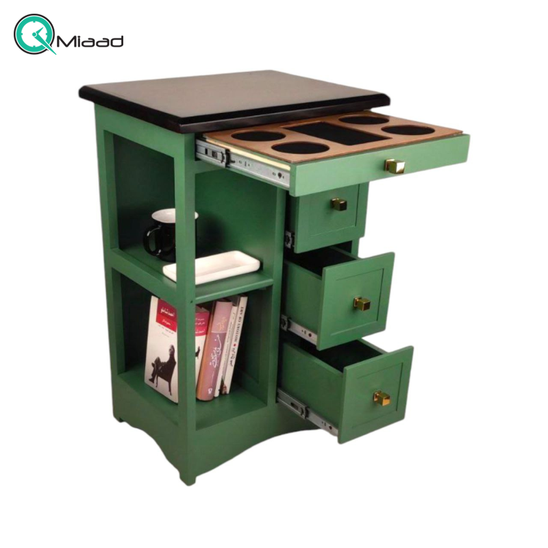 کنسول سه کشو دو طبقه مدل S1 با کد KO03001، کنسول 3 کشو چوبی، متریال مقاوم چوب و طراحی کلاسیک با طرح طبیعی چوب  میز آینه