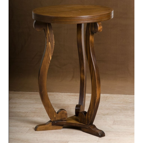 میز صفحه گرد کوتاه مدل MI03044، میز پایه دار و ساده با متریال تمام چوب، فضایی برای نگه داری تلفن یا وسایل تزیینی روی آن، مورد استفاده در هر فضایی طبق سلیقه شما