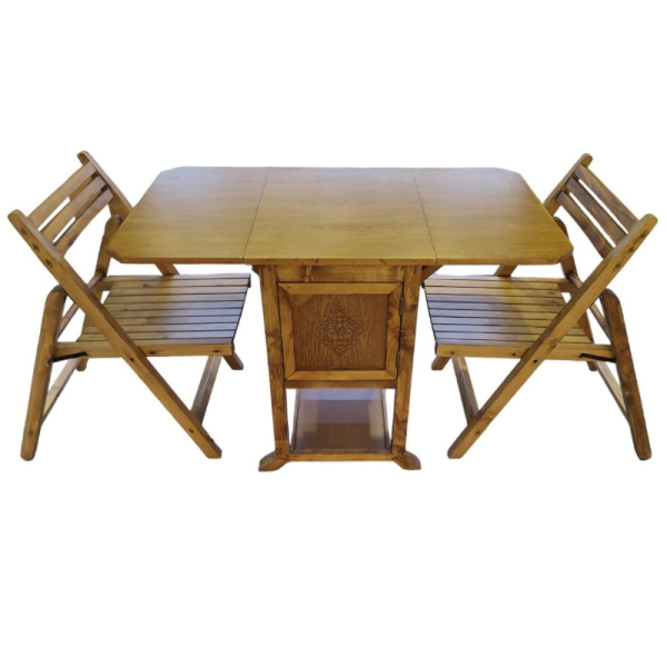 میز و صندلی تاشو دو نفره مدل ST03012، میز ساده و شکیل به همراه دو صندلی با متریال تمام چوب، مناسب کافه و رستوران و به صورت تاشو، مورد استفاده در هر فضایی طبق سلیقه شما