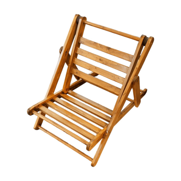 صندلی دست ساز چوبی، صندلی تک استخری دست ساز تاشو با متریال چوب، داراری سه حالت نشسته تا خوابیده، مدل ST03019