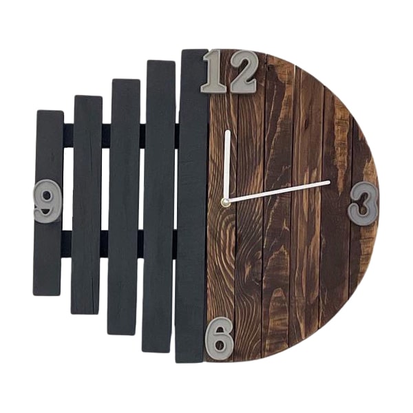 ساعت دیواری چوبی دست ساز، ساعت دیواری آرامگرد با اعداد برجسته بتنی، ساعت دیواری با طراحی خاص مناسب اتاق نشیمن، اتاق خواب و آشپزخانه | کد 138/9