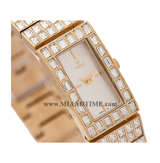 ساعت مچی ویولت زنانه مستطیل نگین دار طلایی مدل 0234/2 خرید پستی ساعت مچی زنانه نگین دار