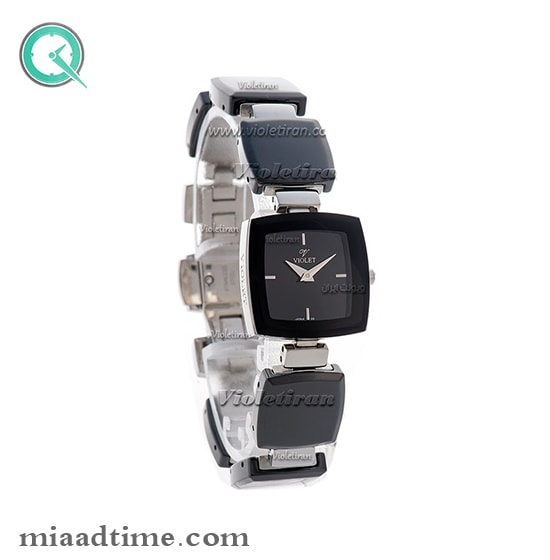 ساعت مچی ویولت زنانه سرامیکی مربع استیل صفحه مشکی کد 0311/2L جدیدترین مدل ساعت زنانه ویولت